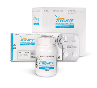 FIRDAPSE pill bottle and blister pack